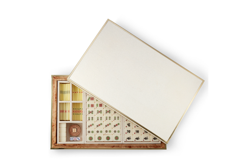 Shagreen Mahjong Set, Cream