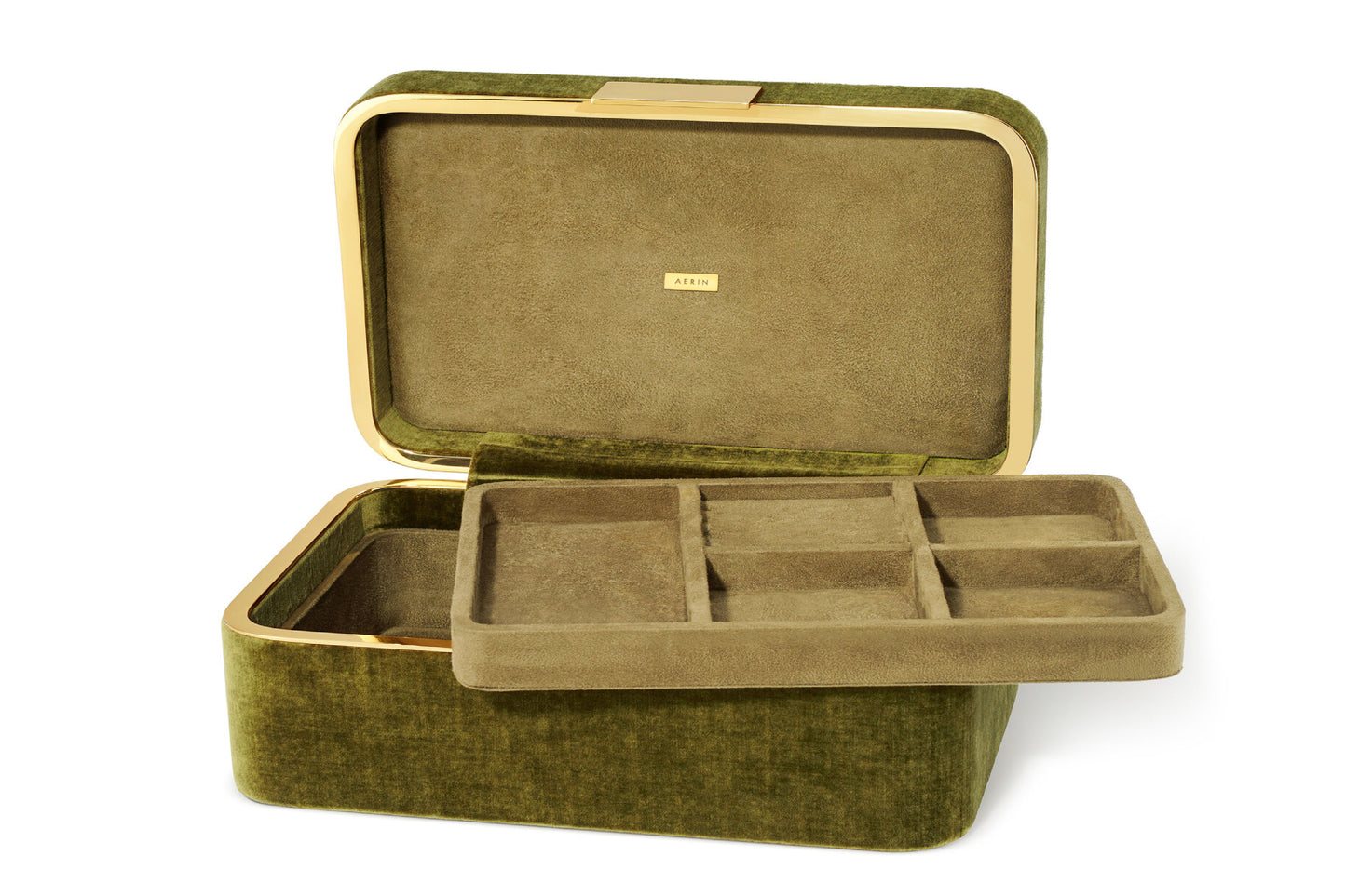 Green velvet jewellery case Green velvet jewellery case