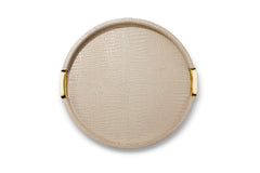 Carina Croc Leather Small Round Tray, Fawn