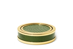 Classic Croc Leather Coaster Set, Verde