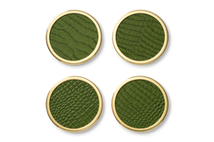 Classic Croc Leather Coaster Set, Verde