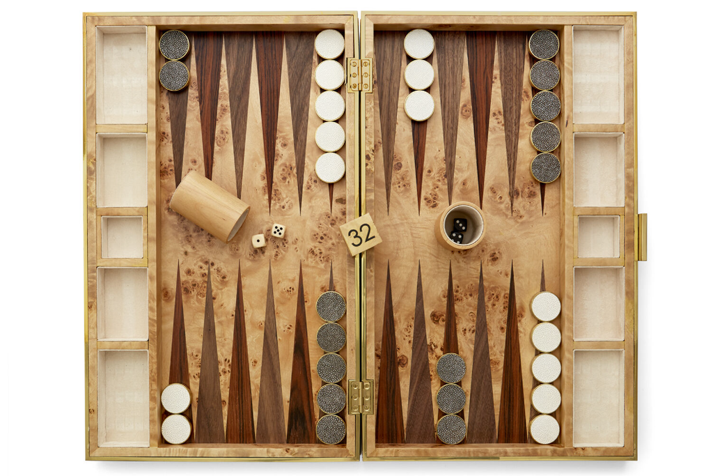 Shagreen Backgammon Set, Cream