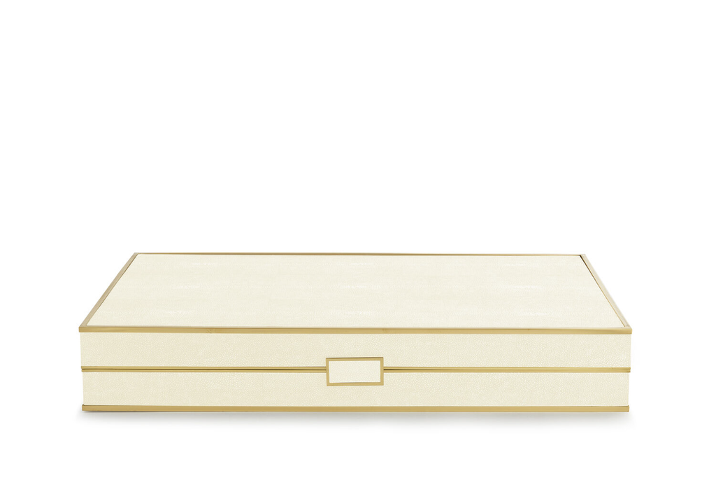 Shagreen Backgammon Set, Cream