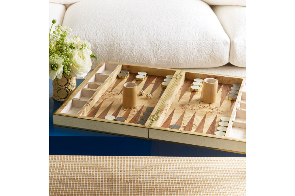 Shagreen Backgammon Set, Cream