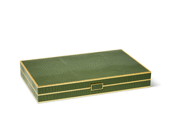 Croc Leather Backgammon Set, Verde
