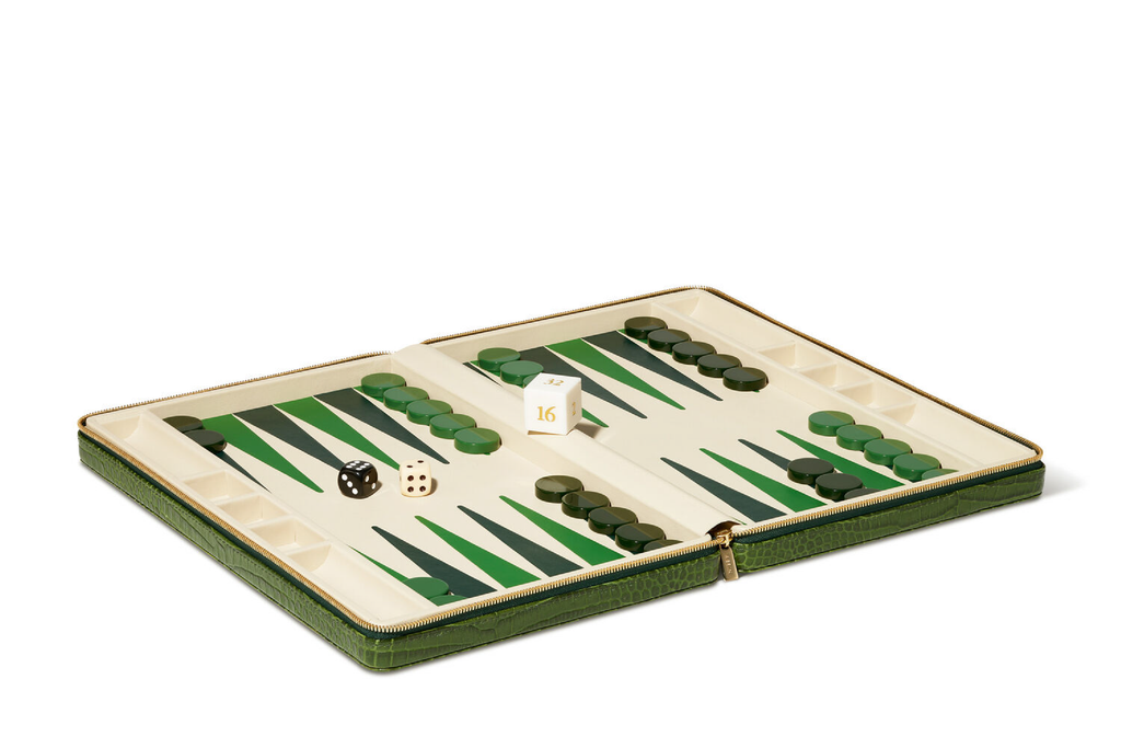 Enzo Travel Backgammon Set, Verde