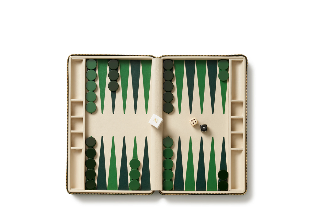 Enzo Travel Backgammon Set, Verde